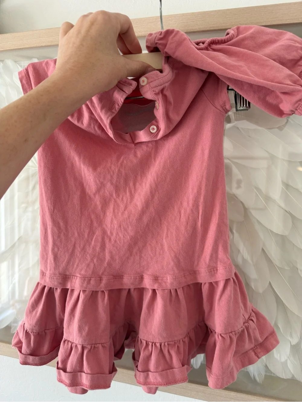 Ralph Lauren Rose Pink Polo Bear Tiered Cotton Dress bloomer